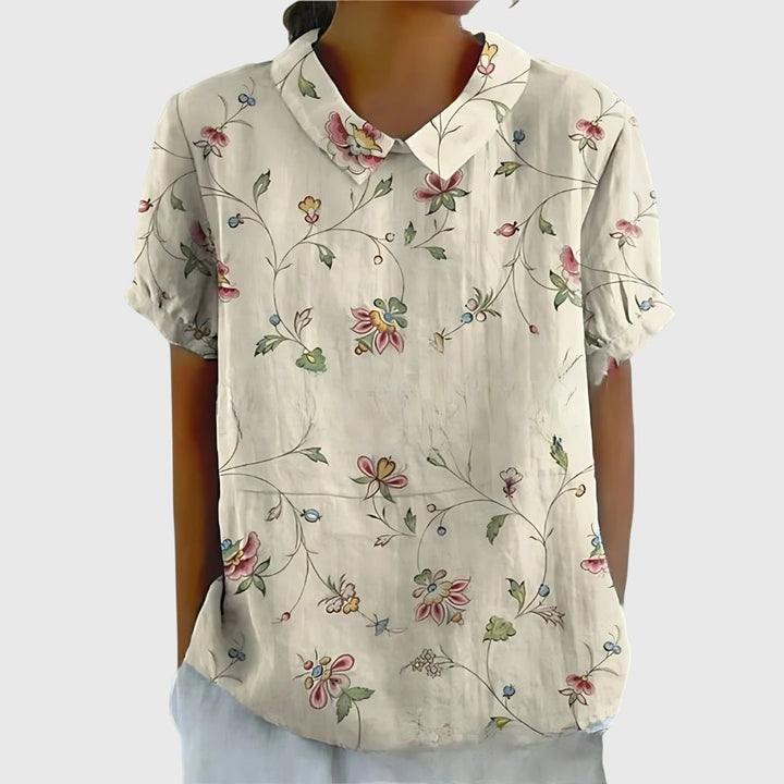 Madison – Flowy Floral Blouse with Short Sleeves