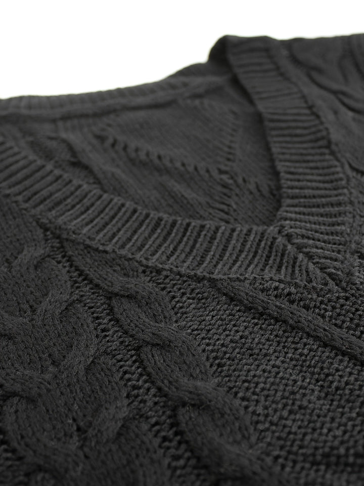 Gwendolen – Cable-Stitch V-Neck Sweater Vest for Women