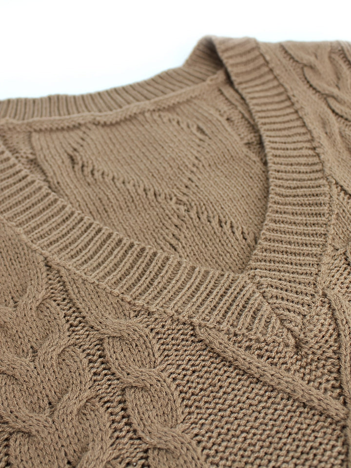 Gwendolen – Cable-Stitch V-Neck Sweater Vest for Women