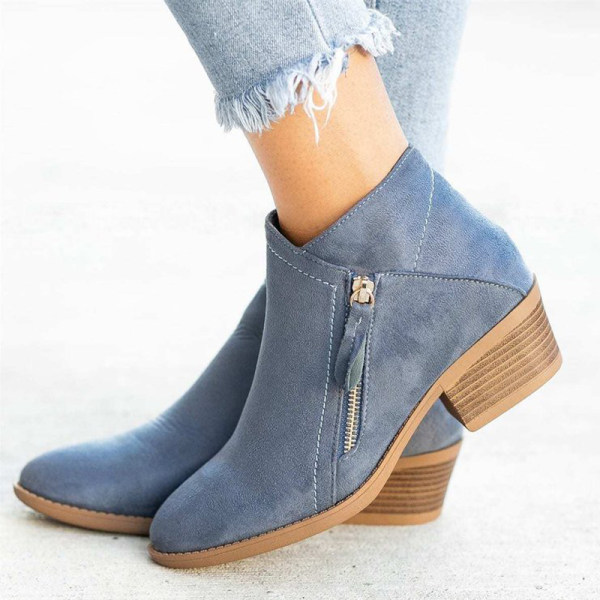 Clara – Suede-Look Block Heel Ankle Boots for Women