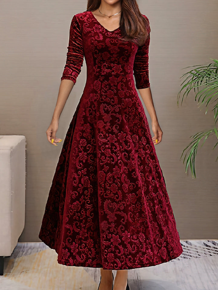 Nadya – Fit-and-Flare V-Neck Midi Dress for Women