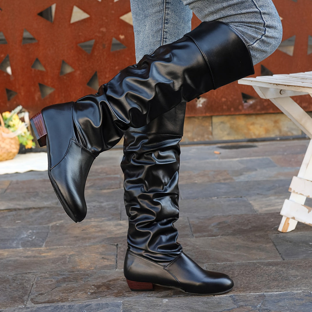 Carolina – Ruched Pull-On Over-the-Knee Boots for Women