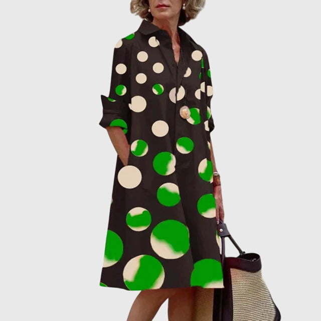 Eliza – Collared Midi Shirt Dress with Pockets