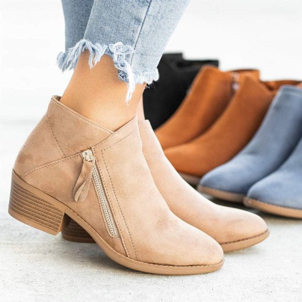 Clara – Suede-Look Block Heel Ankle Boots for Women