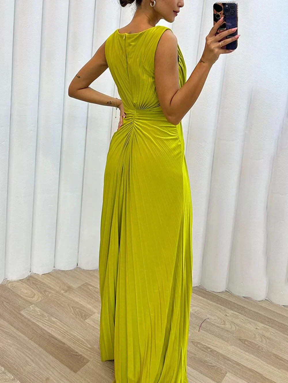 Denise – Pleated Maxi Dress for Fall Wedding