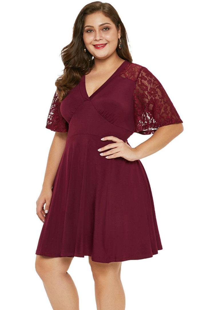Cecilia – Skater Dress with Lace-Look Sleeves