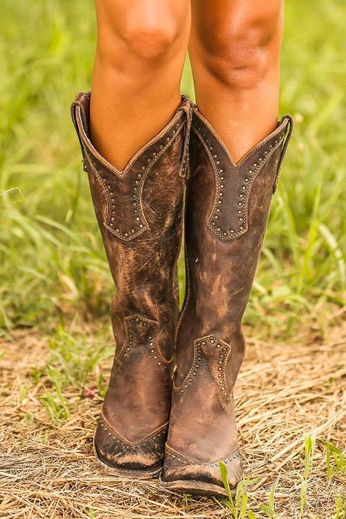 Gia – Pointed Toe Western Knee-High Boots for Women