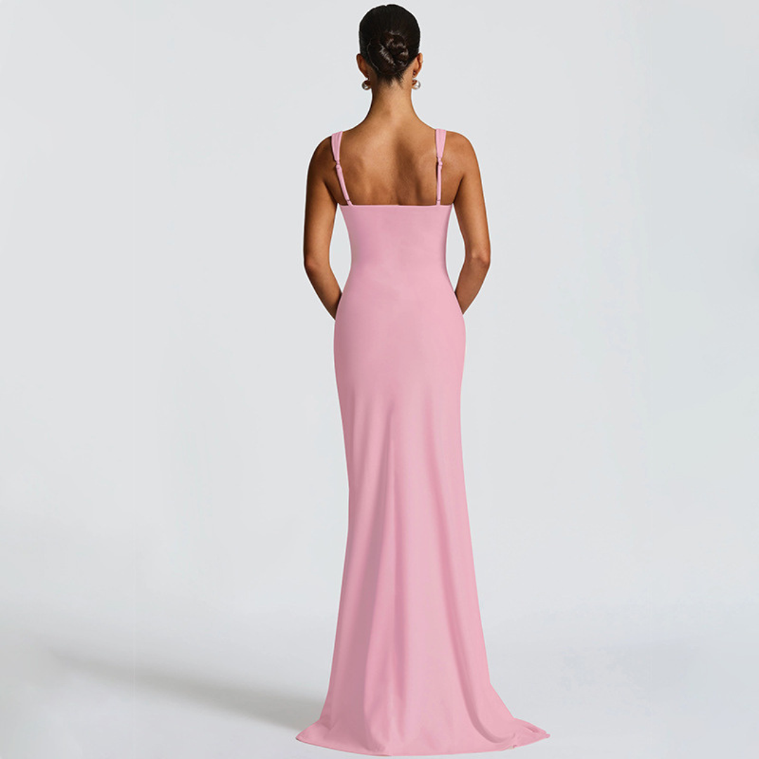 Juliana – Square Neck Maxi Dress with High Slit