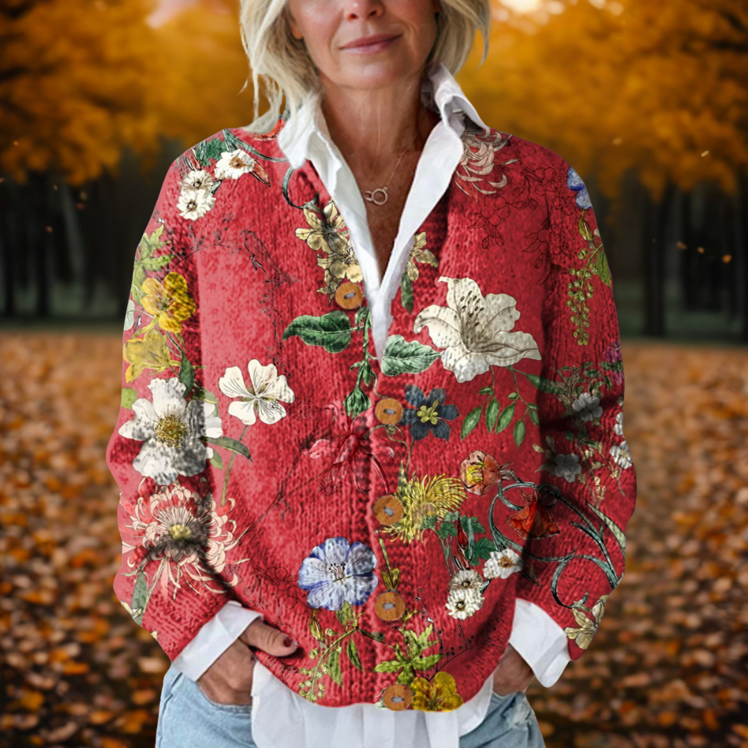 Hope – Vintage Floral Button-Front Cardigan for Fall