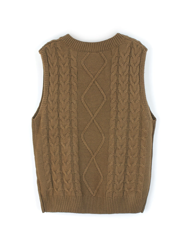 Gwendolen – Cable-Stitch V-Neck Sweater Vest for Women