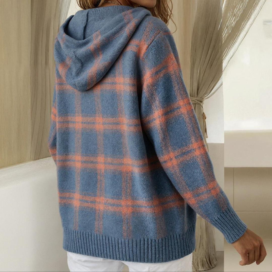 Halle – Plaid Hooded Button-Front Cardigan for Women