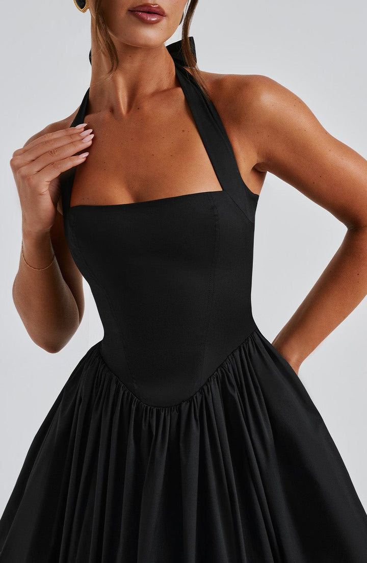 Emily – Halter A-Line Midi Wedding Guest Dress