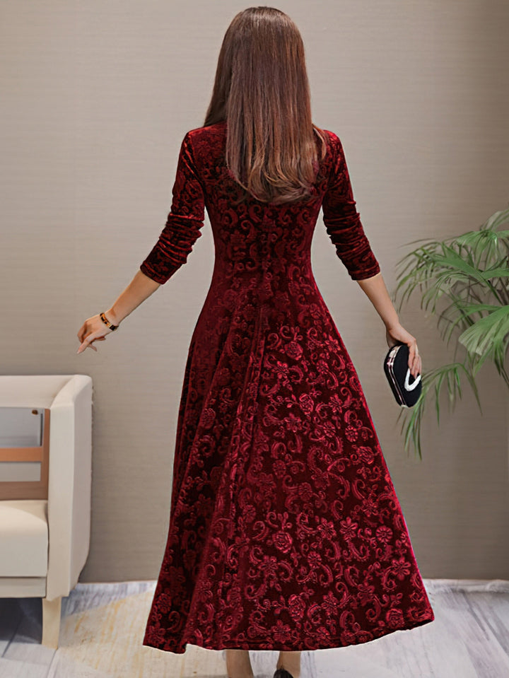 Nadya – Fit-and-Flare V-Neck Midi Dress for Women