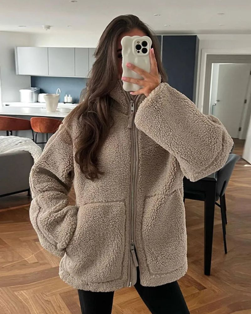 Rory – Funnel-Neck Teddy Jacket for Women