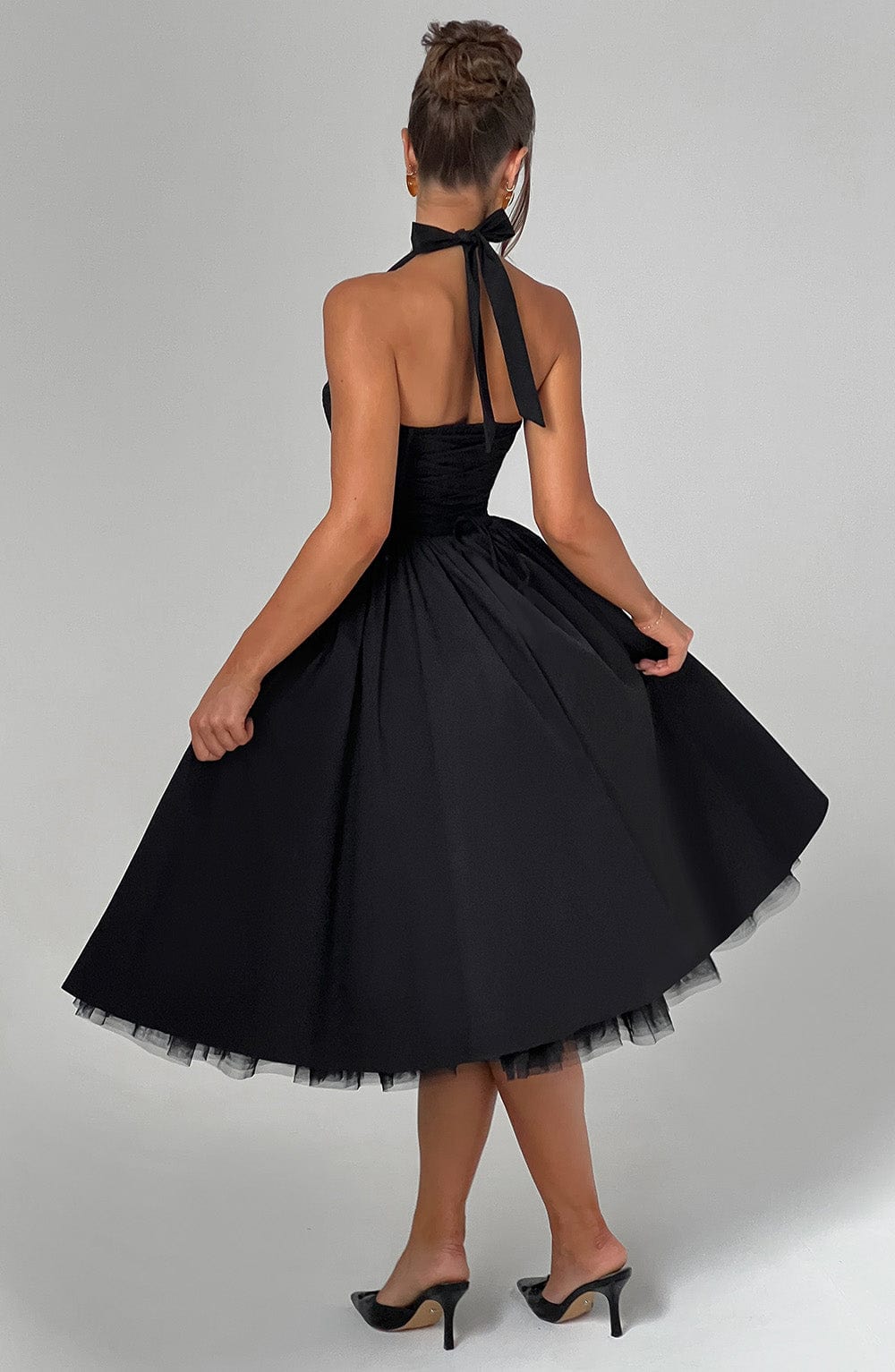 Emily – Halter A-Line Midi Wedding Guest Dress