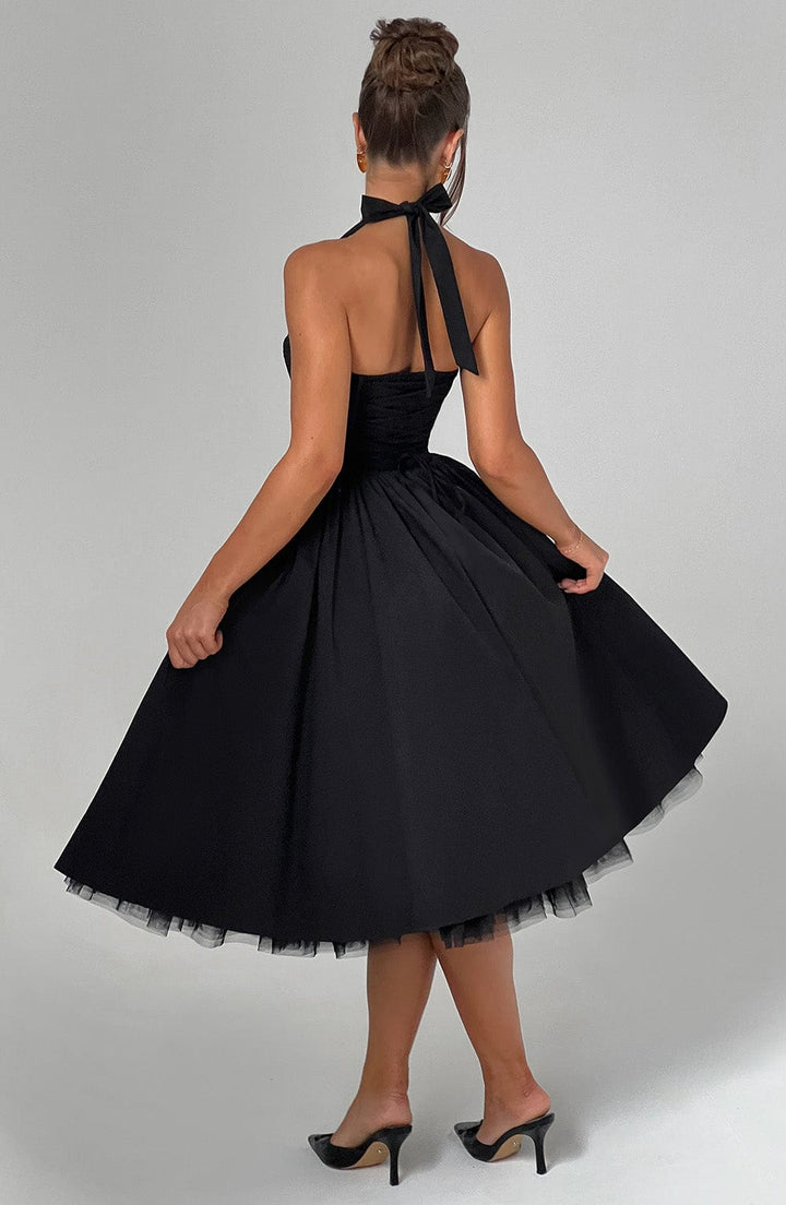 Emily – Halter A-Line Midi Wedding Guest Dress