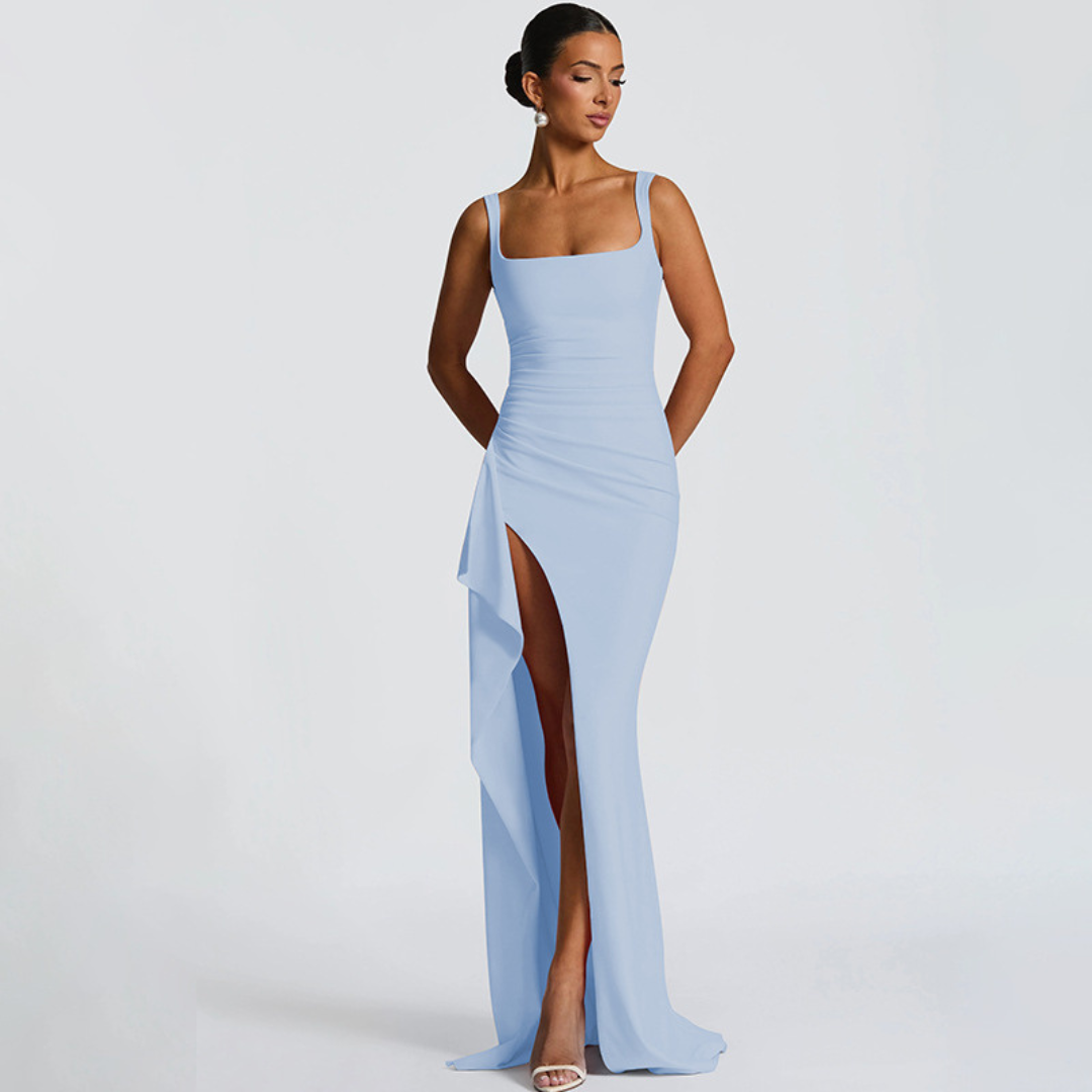 Juliana – Square Neck Maxi Dress with High Slit