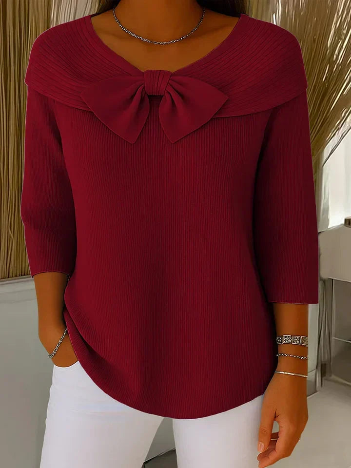 Ximena – Bow Neck Portrait Collar Sweater for Women