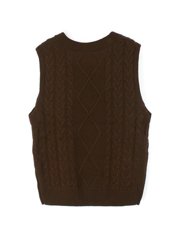 Gwendolen – Cable-Stitch V-Neck Sweater Vest for Women