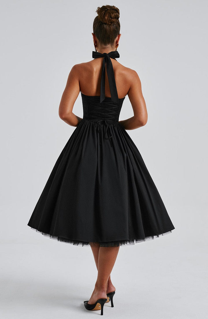 Emily – Halter A-Line Midi Wedding Guest Dress