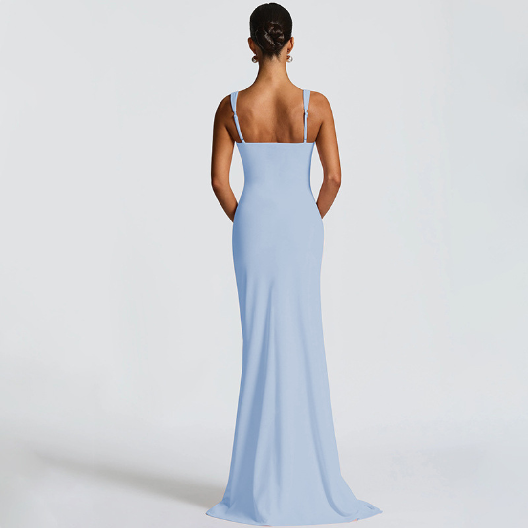 Juliana – Square Neck Maxi Dress with High Slit