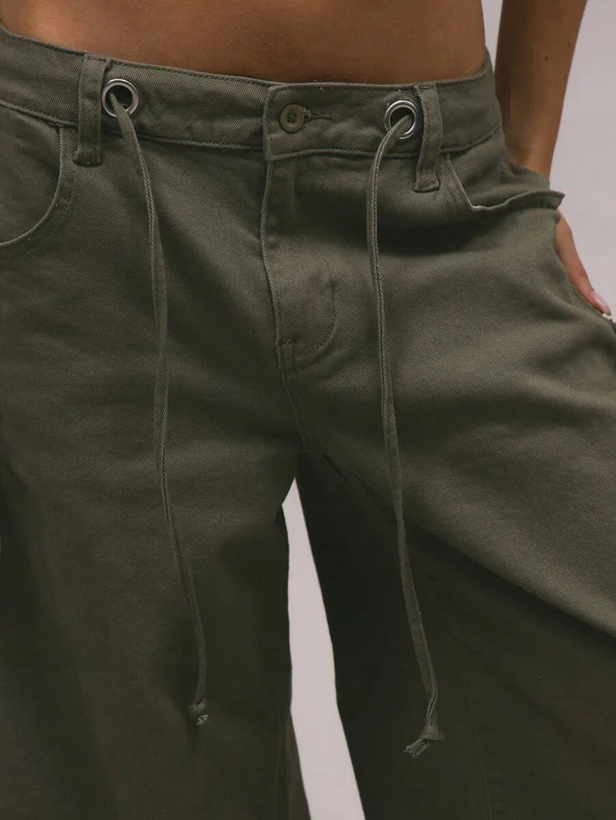 Wide leg broek met drawstrings