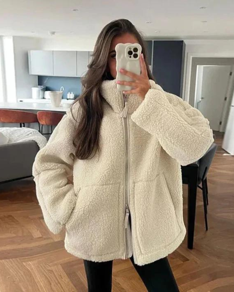 Rory – Funnel-Neck Teddy Jacket for Women