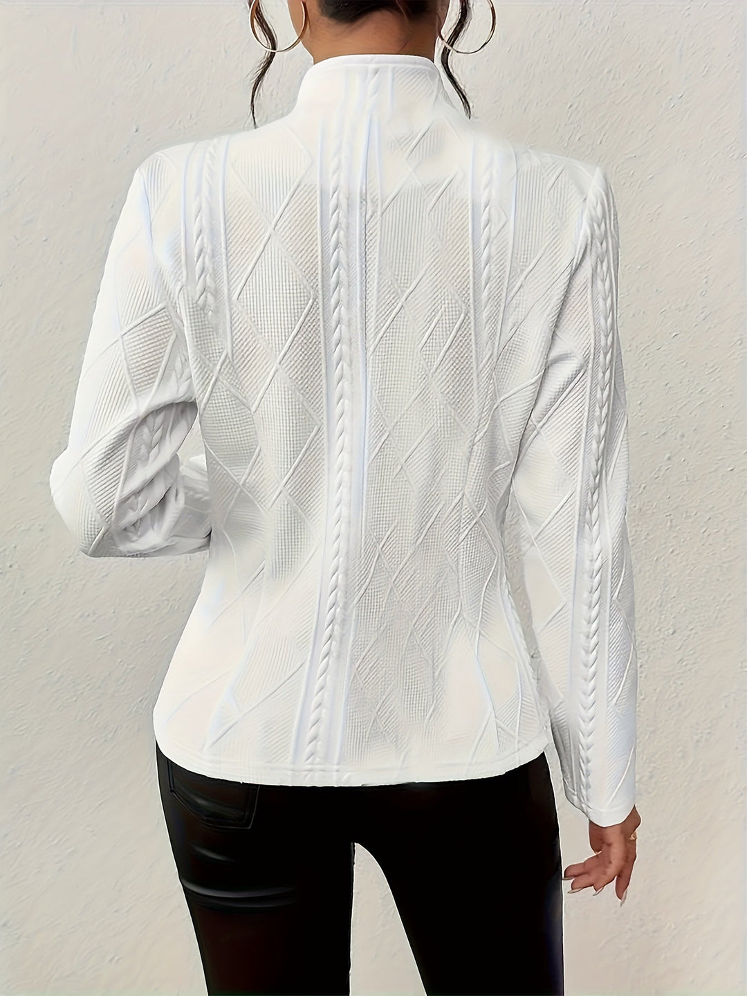 Tamsyn – Stand Collar Cable-Stitch Jacket for Women