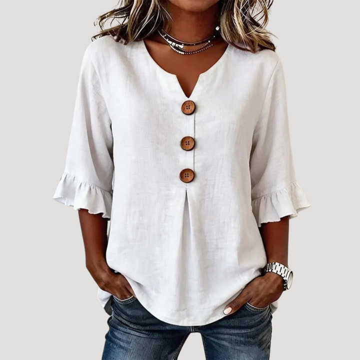 Mara – Ruffle Sleeve Button Blouse