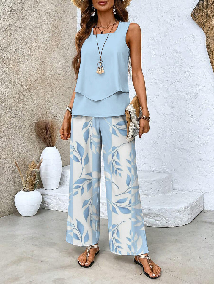 Ann – Printed Wide-Leg Two Piece Set