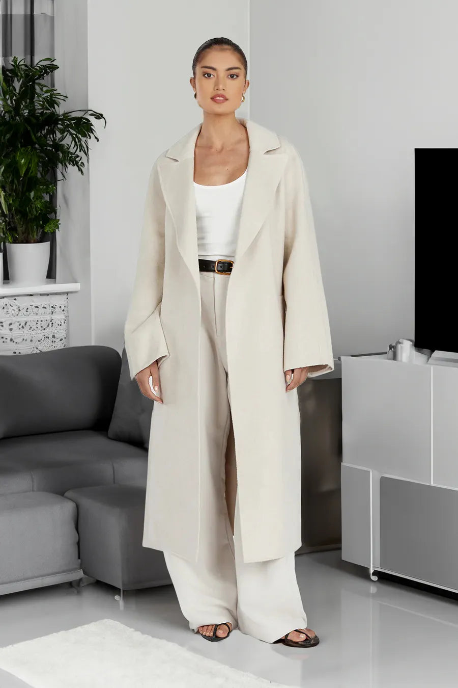 Madeleine – Oversized Maxi Coat with Wide Notch Lapel