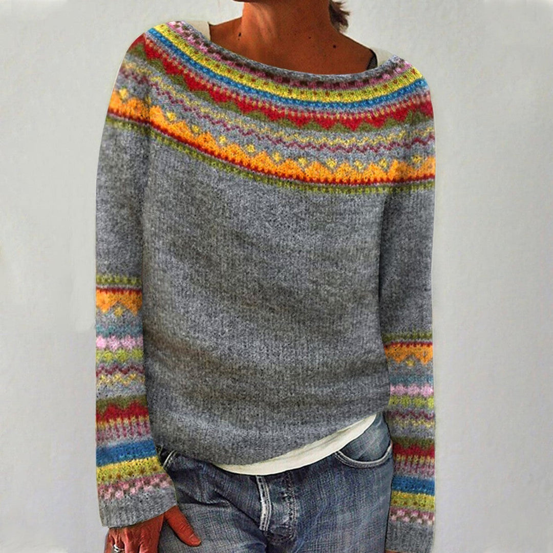 Corinne – Retro Patterned Fall Sweater