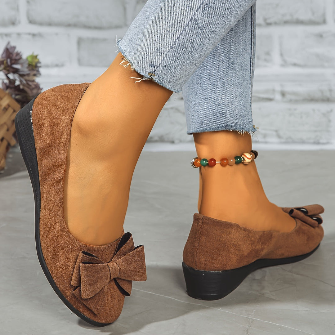 Gloria – Chic Slip-On Ballet Flats with Bow Detail