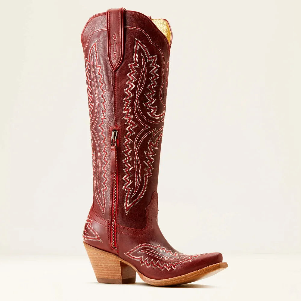 Bottes cowboy femme brodées, bout pointu, talon cubain, tirette latérale.