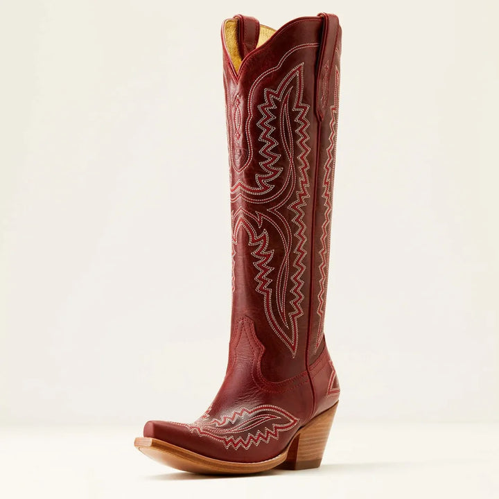 Bottes cowboy femme brodées, bout pointu, talon cubain, tirette latérale.