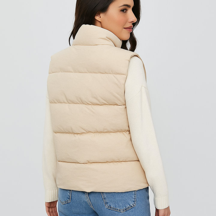 Tabatha – Cropped Funnel-Collar Puffer Vest for Women