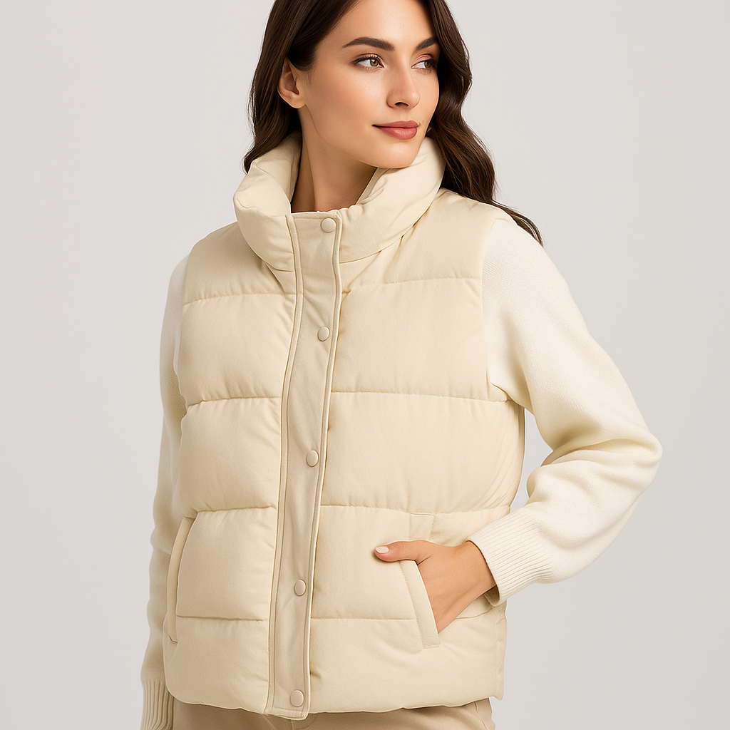 Tabatha – Cropped Funnel-Collar Puffer Vest for Women
