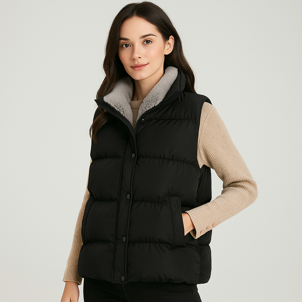 Tabatha – Cropped Funnel-Collar Puffer Vest for Women