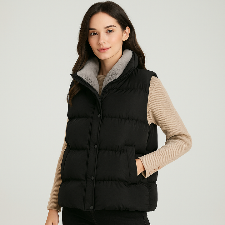 Tabatha – Cropped Funnel-Collar Puffer Vest for Women