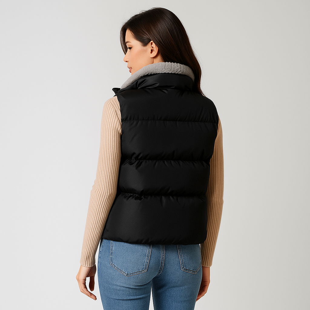 Tabatha – Cropped Funnel-Collar Puffer Vest for Women