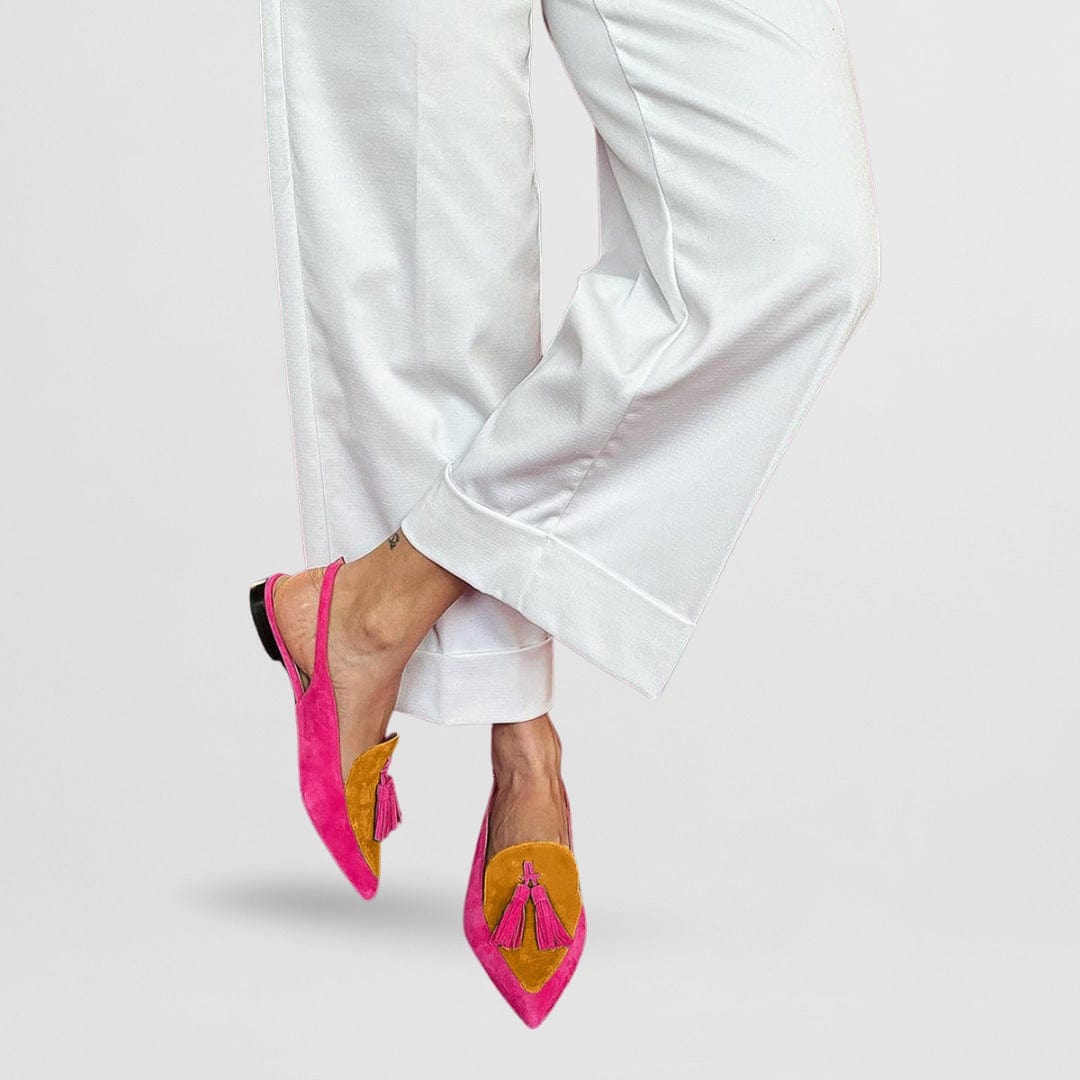 Emma – Stylish Ballet Flats with Fringe Ankle Strap Detail