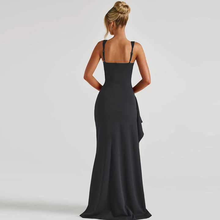 Juliana – Square Neck Maxi Dress with High Slit