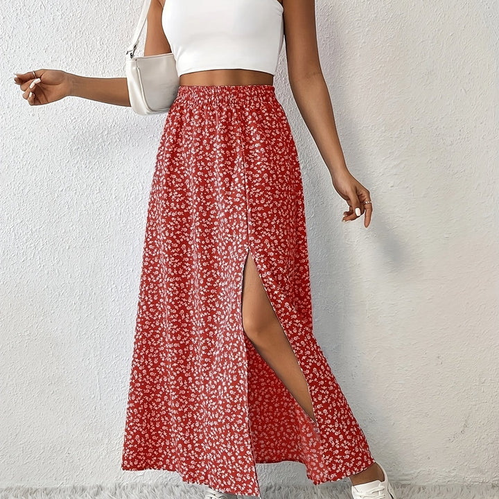 Tabitha – Ditsy Floral Maxi Skirt with Side Slit
