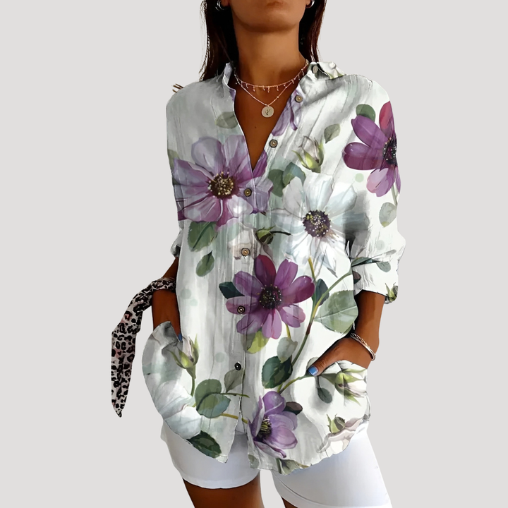 Lena – Women's Floral Button Down Blouse