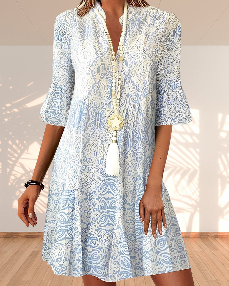 Valentina – Bohemian Floral Tiered Mini Dress with Flutter Sleeves