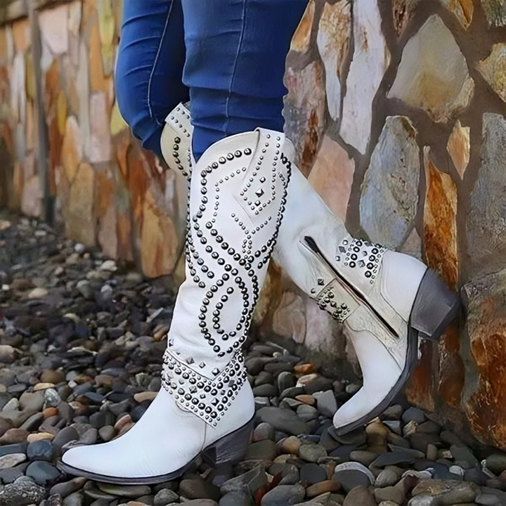 Alexia – Studded Western Knee-High Boots for Women
