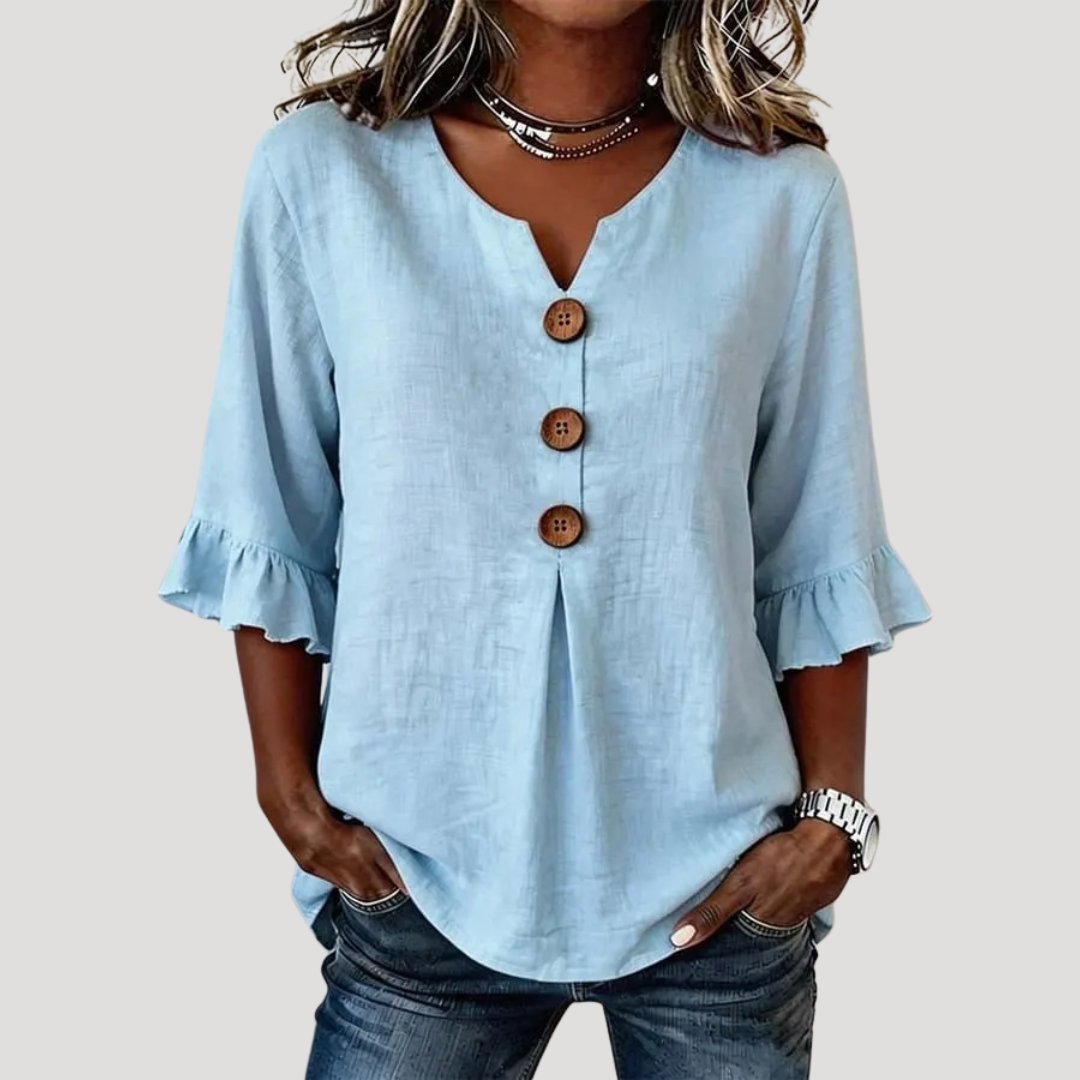 Mara – Ruffle Sleeve Button Blouse