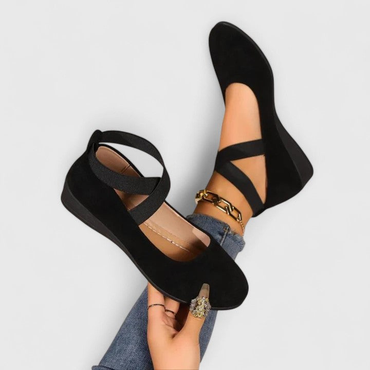 Sheila – Ballet Flats with Crossover Ankle Straps