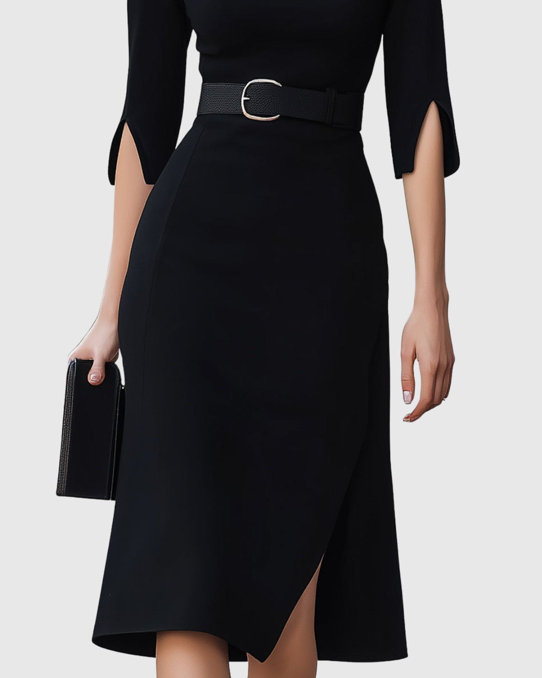 Daphne – Structured Belted Midi Cocktail Dress