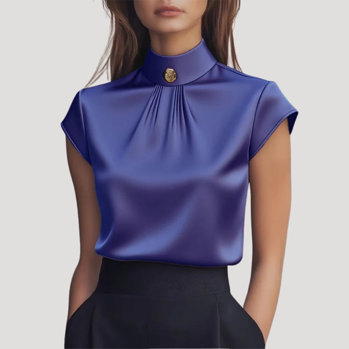 Marcia – High Neck Pleated Blouse